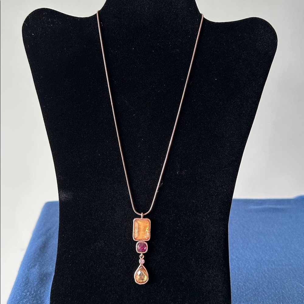 Lia Sophia Rose Gold and Purple Drop Necklace